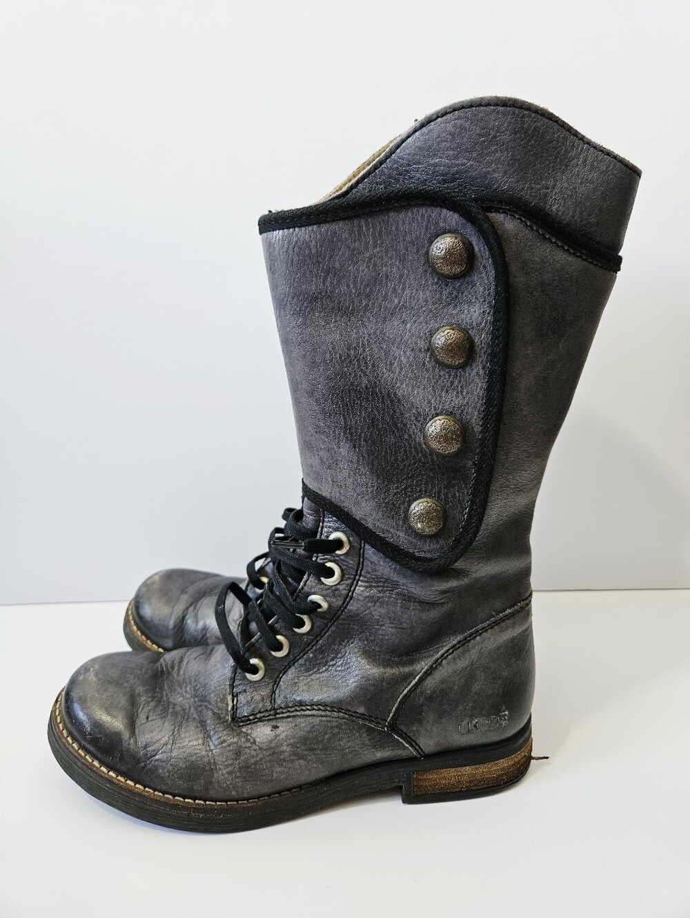 Dkode Leather Knee High Steampunk Boots Size 37 US 6.5-7 Button Side EUC - Picture 2 of 8